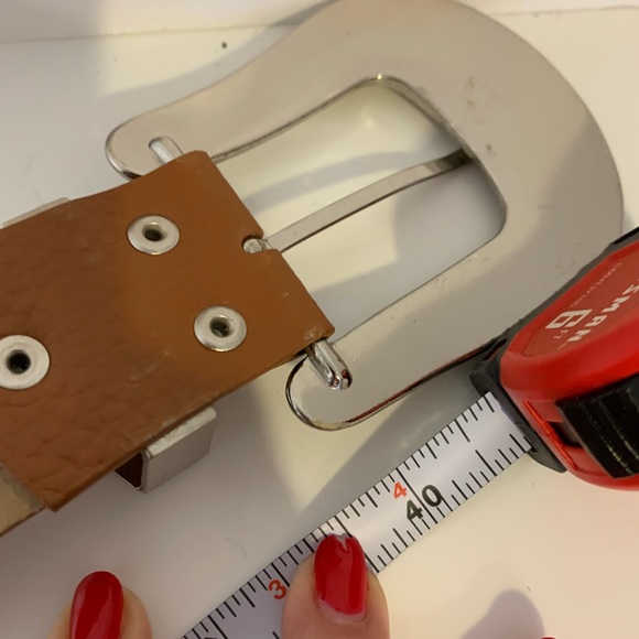 Genuine Italian leather turquoise studded belt with silver details. 41” long - Picture 9 of 9